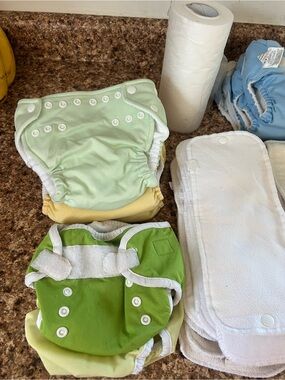 Adjustable Green & Light Green Cloth Diaper Covers for Kids
